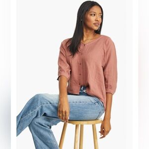 NWT! ABLE 100% Cotton Rupa Blouse Tan Size Large